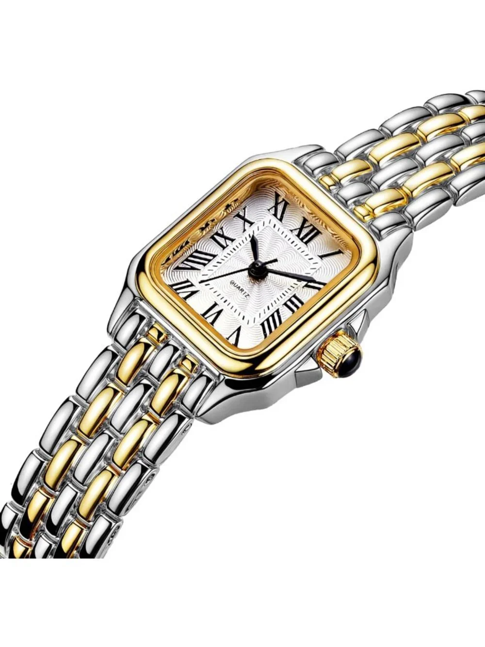 Vintage Square Luxury Watch for Women - Gold Silver Two-Tone, Roman Numerals